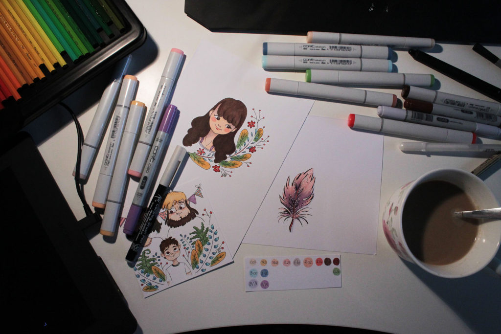Markery Copic + czarny cienkopis Mocron 01 (Sakura, AP) Markery Copic + czarny cienkopis Mocron 01 (Sakura, AP)
